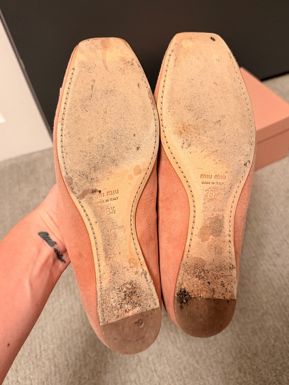 Pink Suede Bow Ballet Flats - Miu Miu - Picture 2 of 2